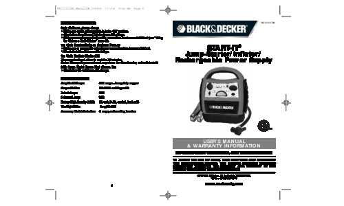 Black and Decker 300 AMP JUMP-STARTER INFLATOR User Manual