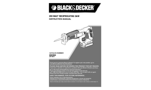 Black and Decker 20v Max Reciprocating Saw User Manual