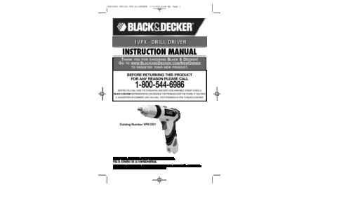 Black and Decker 1 VPX VPX1201 User Manual