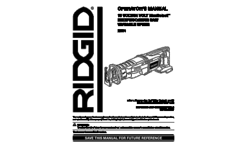 RIDGID Cordless Saw R884 User Manual