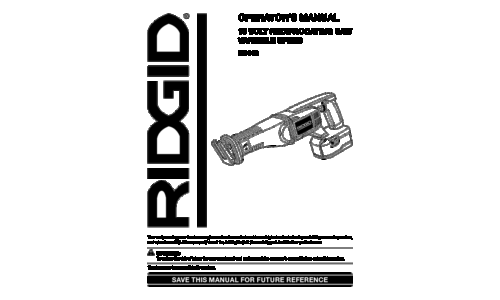 RIDGID Cordless Saw R8442 User Manual
