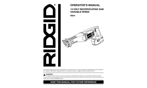RIDGID Cordless Saw R844 User Manual