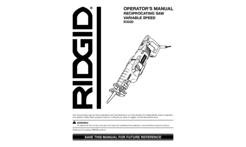 RIDGID Cordless Saw R3020 User Manual