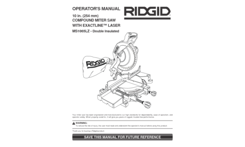 RIDGID Cordless Saw MS 1065LZ User Manual