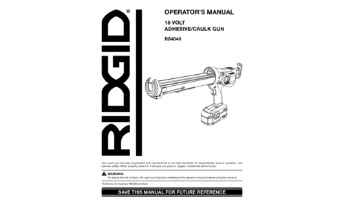 RIDGID Caulking Gun R84040 User Manual