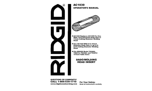 RIDGID AC1030 User Manual