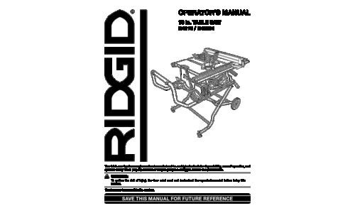 Ridgid Table Saw R4510 & R45101 User Manual