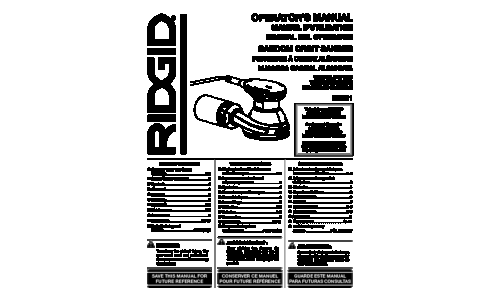 Ridgid R2601 Orbital Sander User Manual