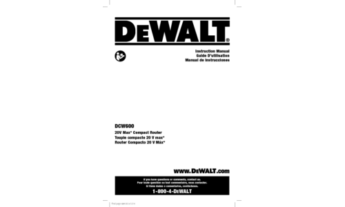 DeWalt DCW600B Cordless Router User Manual