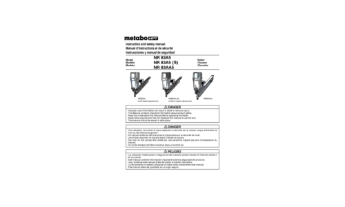 Metabo NR83A5 Framing Nailer User Manual