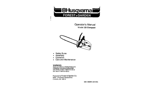 Husqvarna   23 Compact 1995-09 Chain Saw User Manual