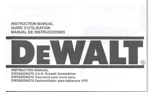 DeWalt Screw Gun DW250 DW270 User Manual