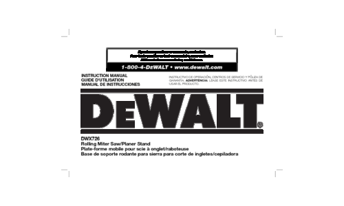 DeWalt Saw DWX726 User Manual