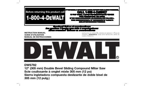 DeWalt Saw DWS782 User Manual