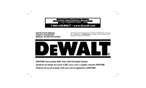 DeWalt Saw DWS7085 User Manual