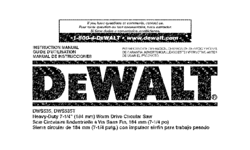DeWalt Saw DWS535 User Manual