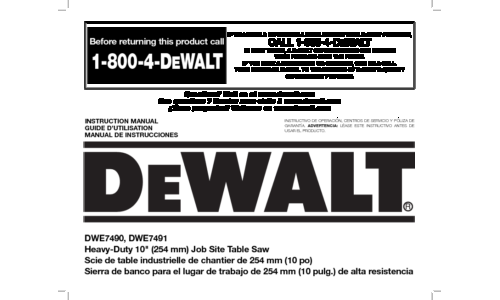 DeWalt Saw DWE7490X User Manual