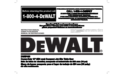 DeWalt Saw DWE7480 User Manual