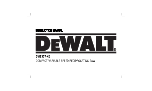 DeWalt Saw DWE357 User Manual