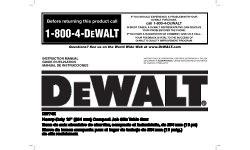 DeWalt Saw DW745 User Manual