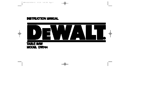 DeWalt Saw DW744X User Manual