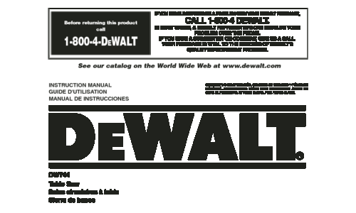 DeWalt Saw DW744 User Manual