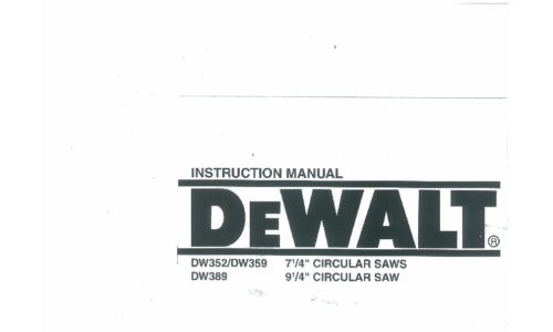 DeWalt Saw DW352 User Manual