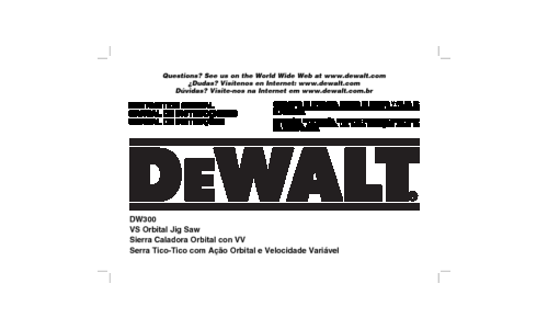DeWalt Saw DW300 User Manual