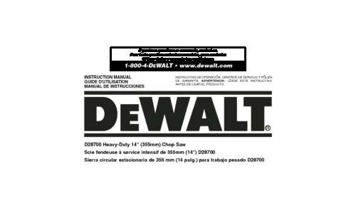 DeWalt Saw D28700 User Manual