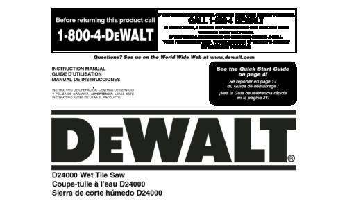 DeWalt Saw D24000 User Manual