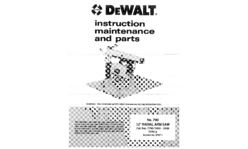 DeWalt Saw 790 User Manual