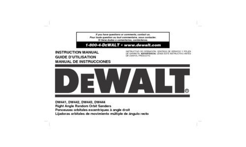 DeWalt Sander DW443 User Manual