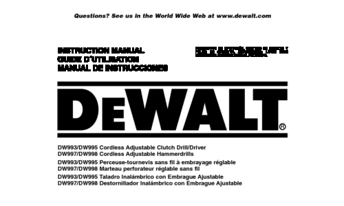 DeWalt DW998 User Manual