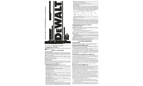 DeWalt DW845, DW847, DW 849 Polisher User Manual