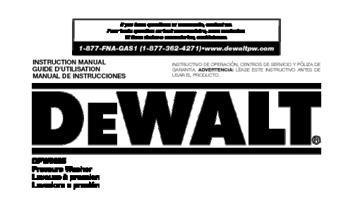 DeWalt DPW3835 User Manual