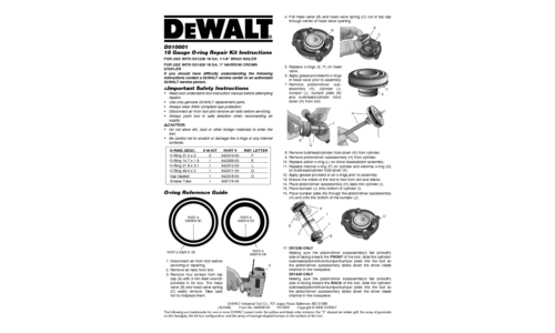 DeWalt D510001 18 Gauge O-Ring Repair Kit User Manual