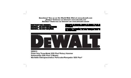 DeWalt D25013 User Manual