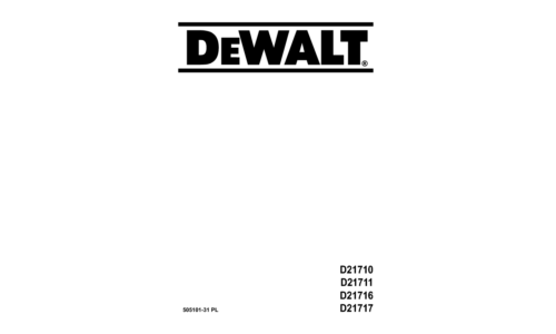 DeWalt D21710 D21711 D21716 D21717 User Manual