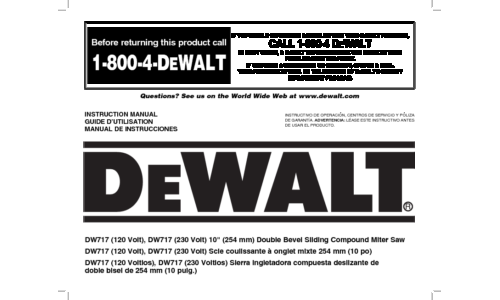 DeWalt Cordless Saw DW717 User Manual