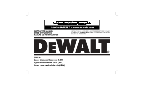 DeWalt Carrying Case DW030 User Manual
