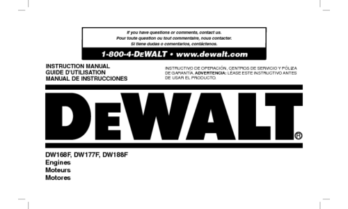 DeWalt Automobile Parts DW168F User Manual