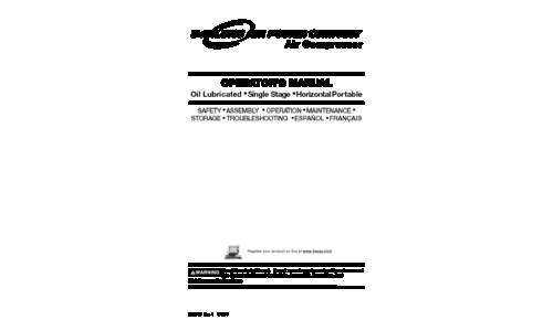 DeWalt Air Compressor DeVILBISS User Manual