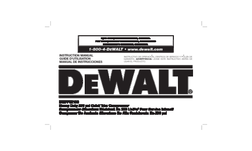 DeWalt Air Compressor DWFP55130 User Manual