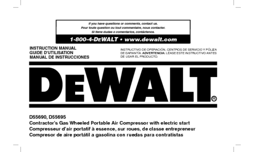 DeWalt Air Compressor D55690 User Manual