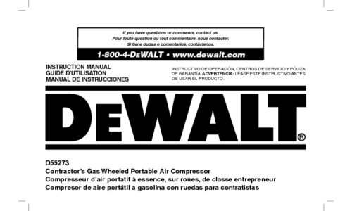 DeWalt Air Compressor D55273 User Manual