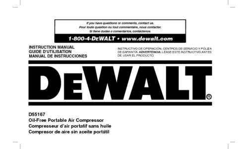DeWalt Air Compressor D55167 User Manual