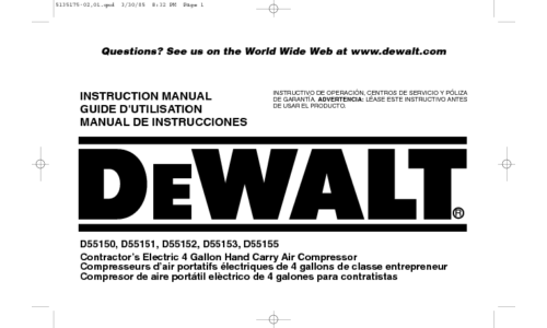 DeWalt Air Compressor D55153R User Manual