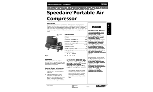 DeWalt Air Compressor 5Z598C User Manual