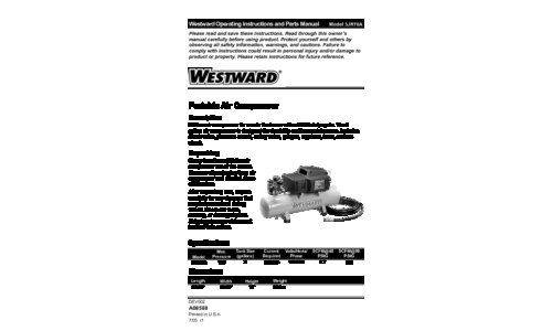 DeWalt Air Compressor 3JR70A User Manual