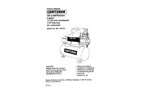 Craftsman Air Compressor 921.1531 User Manual